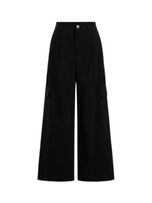 Women Wide Leg Pants Button Fly Business Casual Pants Bottoms with Pockets