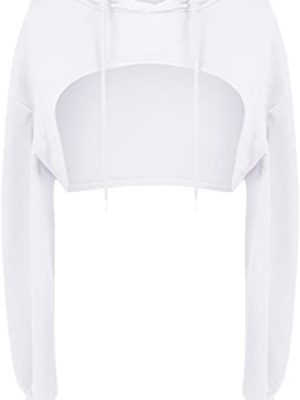 Women Long Sleeve Cropped Super Crop Top Hoodies Sweatshirt Aesthetic Punk Hip Hop Dance Sexy Rave Cloth
