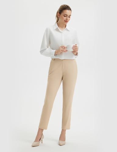 Women's Golf Pants with Belt Loops Zipper Pockets Stretch Travel Work Bussiness Dressy Casual Slacks UPF 50+