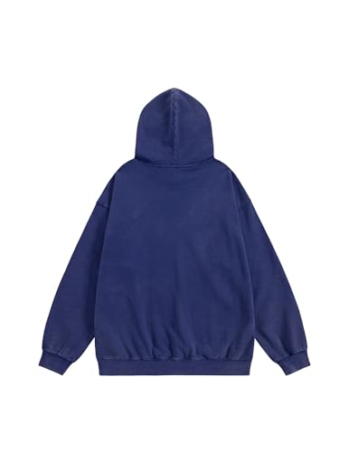 Graphic Hoodies Abstract Print Washed Hoodie Long Sleeve Acid Washed Hooded Sweatshirts Trendy Y2k Tops