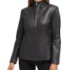 Women's Leather Wing Collared Jacket (Standard and Plus Size)