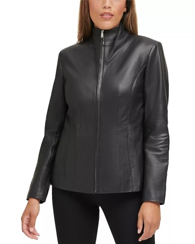 Women's Leather Wing Collared Jacket (Standard and Plus Size)