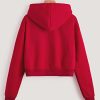 Women's Cropped Sweatshirt Long Sleeves Drawstring Pullover Simple Crop Hoodie