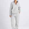 Women's Sweatsuits 2 Piece Outfits Lounge Sets Long Sleeve Half Zip Pullover and Baggy Sweatpants with Pockets