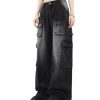 Cargo Pants with Pockets Men Women Baggy Jeans Y2k Wide Leg Grunge Loose Jeans Clothes Streetwear Black
