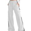 Women's Cargo Pants Baggy Straight Wide Leg Track Pants Striped Joggers with Pockets Athletic Streetwear