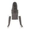 Women’s Ripped Hoodie Sweater Vest Hollow Out Hooded Crop Top Knit Pullover Streetwear with Oversleeve