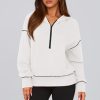 Women's 2025 Fall Hooded Sweatshirts Long Sleeve Half Zip Cropped Hoodies Pullover Winter Fashion Clothes