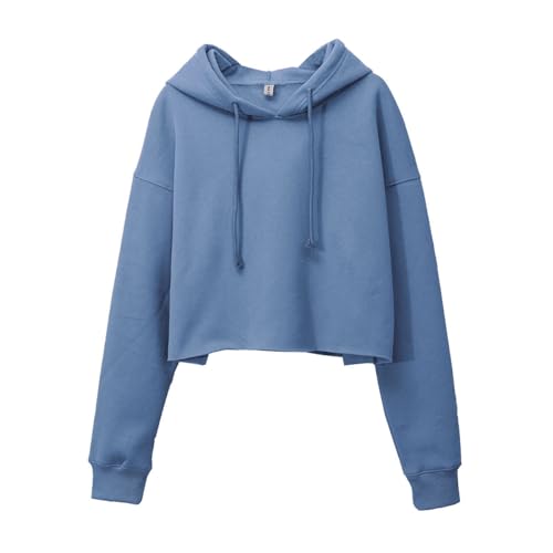 Women's Cropped Hoodies Long Sleeves Fleece Crop Top Sweatshirt with Hooded