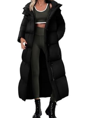 Women's Winter Long Puffer Coats Hooded Zip Up Casual Thickened Down Jackets Trendy Warm Clothes Outerwear