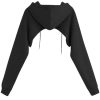 Women's Super Cropped Hoodie Drawstring Zip Up Sweatshirt Long Sleeve Pullover Top