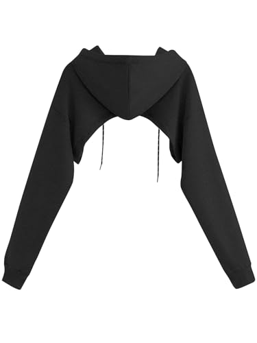 Women's Super Cropped Hoodie Drawstring Zip Up Sweatshirt Long Sleeve Pullover Top