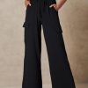 Women Palazzo Pants Summer Casual Wide Leg High Waist Lounge Flowy Beach Trousers Travel Vacation Outfits