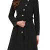 Pea Coats for Women Stand Collar Single Breasted Fall Winter Long Trench Coat with Belt 2025