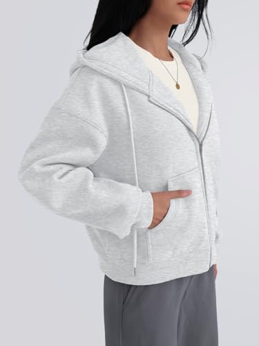 Zip Up Hoodies For Women Cropped Sweatshirts Fall Fashion Outfits 2025 Y2k Fleece Teen Girls Clothes