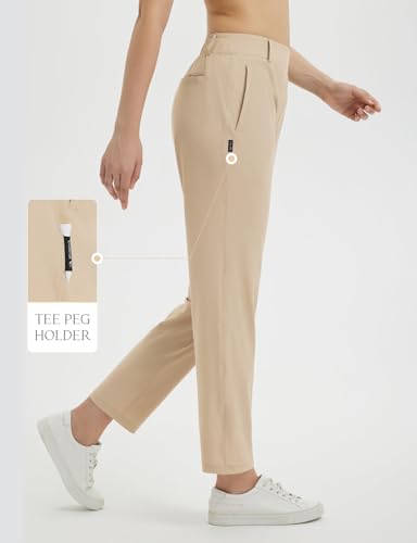 Women's Golf Pants with Belt Loops Zipper Pockets Stretch Travel Work Bussiness Dressy Casual Slacks UPF 50+