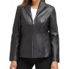 Women's Leather Wing Collared Jacket (Standard and Plus Size)