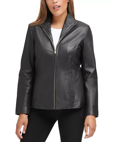 Women's Leather Wing Collared Jacket (Standard and Plus Size)