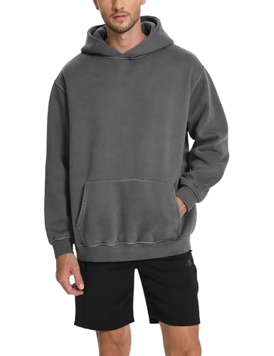 Hoodies for Men Heavyweight Fleece Sweatshirts Mens Acid Wash Athletic Hoodie Oversized Matching Pullover for Couples