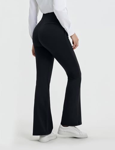 Womens Yoga Dress Pants Work with 4 Pockets Bootcut Business Leggings Stretch High Waisted Slacks Casual 30"