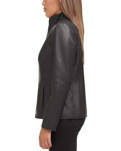 Women's Leather Wing Collared Jacket (Standard and Plus Size)