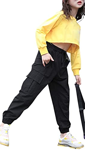 Girls & Womens Drawstring Cargo Jogger Pants,3 Years - Women 3XL