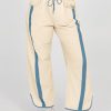 Women's Baggy Wide Leg Pants Casual Drawstring Elastic Waisted Contrast Color Workout Y2K Track Pants