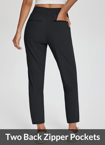 Womens Travel Pants Lightweight Stretch with Zipper Pockets Petite Ankle Dressy Golf Work Business Casual Slacks