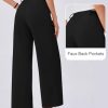 Wide Leg Pants for Women Stretchy Pull On Work Pants High Waisted Business Casual Trousers Slacks with Pockets