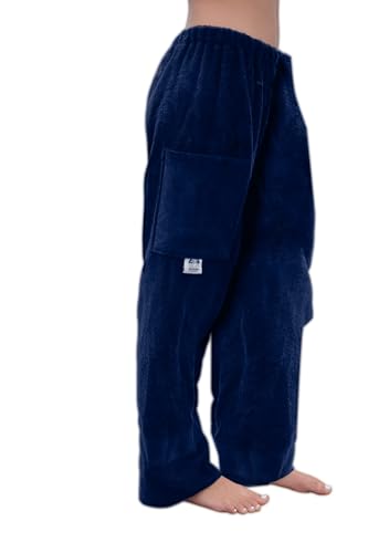 Towel Pants for Swimmers –Navy Blue- Cotton Terry Towel Pants–Beach Coverup–Resort Wear–Swim wear