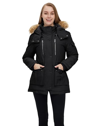 Women's Quilted Winter Coat Warm Puffer Jacket Thicken Parka with Removable Hood