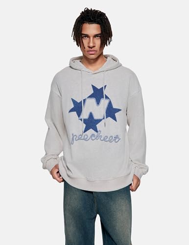 Star Embroidered Graphic Hoodie Y2k Oversize Vintage Long Sleeve Pullover 2025 Streetwear Outfits