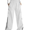 Women's Cargo Pants Baggy Straight Wide Leg Track Pants Striped Joggers with Pockets Athletic Streetwear