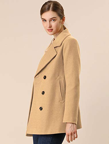 Women's Long Sleeves Double Breasted Button Winter Outerwear Pea Coat