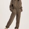 Women Fleece 2 Piece Tracksuits Fall Winter Sweatshirt Jogger Pants Matching Lounge Sets Thick Sweatsuits Pockets