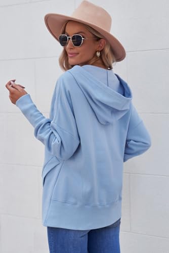 Womens Oversized Sweatshirts Hoodies Fleece Button Neck Hooded Tops Casual Pullover Tunics Winter Outfits 2025