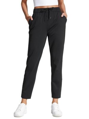 Womens 4-Way Stretch Ankle Golf Pants 7/8 Casual Dress Work Athletic Travel Workout Sweatpants with Pockets