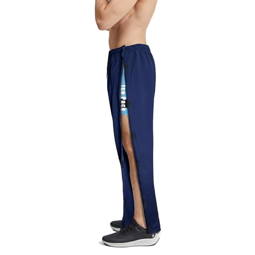 Men's Tearaway Pants for Post Surgery 2 Side Velcro Breakaway Open Bottom Sweatpants Women Loose Fit Rip Off Cotton Pants