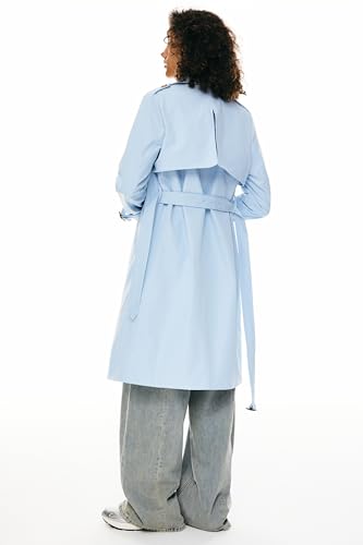Women's 3/4 Length Double Breasted Trench Coat Lapel Jacket with Belt