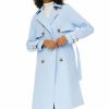 Women's 3/4 Length Double Breasted Trench Coat Lapel Jacket with Belt