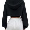 Women Cropped Hoodie Zip Up Long Sleeve Crop Top Sweatshirts