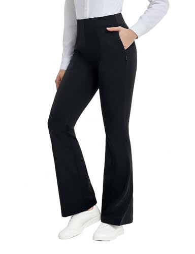 Womens Yoga Dress Pants Work with 4 Pockets Bootcut Business Leggings Stretch High Waisted Slacks Casual 30"