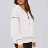 Women's 2025 Fall Hooded Sweatshirts Long Sleeve Half Zip Cropped Hoodies Pullover Winter Fashion Clothes