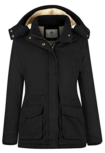 Women's Winter Warm Sherpa Lined Jacket Heavy Parka Coat with Hood