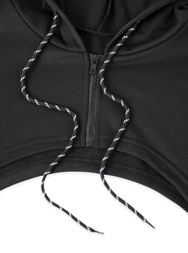 Women's Super Cropped Hoodie Drawstring Zip Up Sweatshirt Long Sleeve Pullover Top