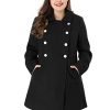 Women's Plus Size Coat A-Line Peter Pan Collar Double Breasted Fall Winter Peacoat