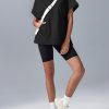 Womens Oversized Half Zip Hoodies Short Sleeve Casual Sweatshirts Pullover Tops with Pockets