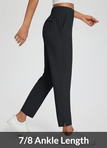 Womens Travel Pants Lightweight Stretch with Zipper Pockets Petite Ankle Dressy Golf Work Business Casual Slacks