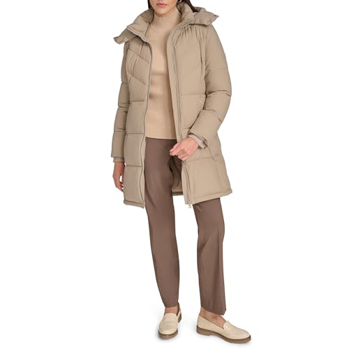 Women's Hooded Zip Front Puffer Long Sleeve Coat