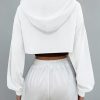 Womens Super Cropped Hoodie Sweatshirts Long Sleeve Crop Tops